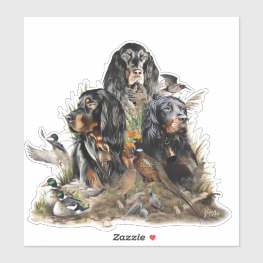 Gordon Setters, Passie voor vogels, Kunst Sticker (Vel)