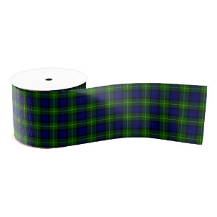 Gordon tartan blauwe groene vleid grosgrain lint