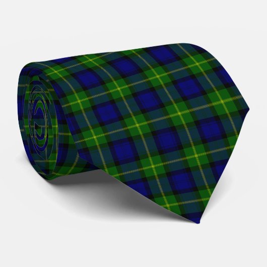 Gordon tartan blauwe groene vleid stropdas (Opgerold)