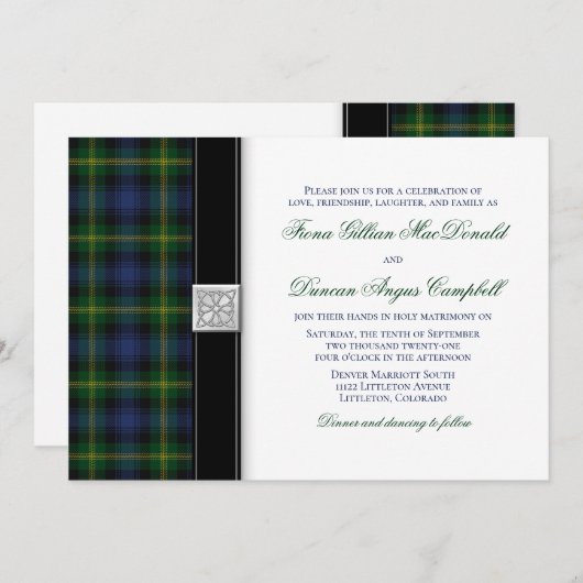 Gordon Tartan Faire-part de mariage an (Devant / Derrière)