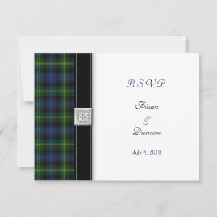 Gordon Tartan Keltische Huwelijksreactiekaart RSVP Kaartje