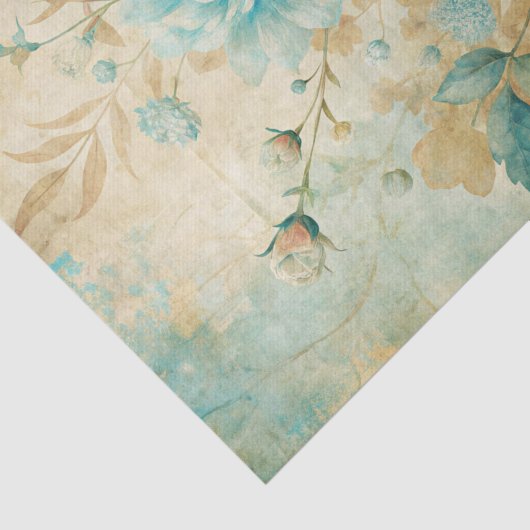 Gorgeous Blue Peonies on Distressed Background Tissuepapier (Detail)