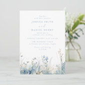 Gorgeous Blue Wildflower Meadow Wedding Kaart (Staand voorkant)