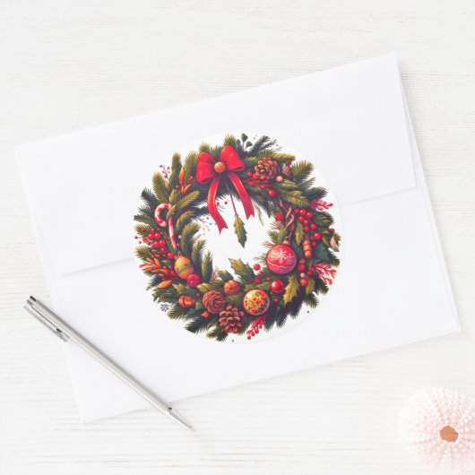 Gorgeous Christmas stickers wreath (Enveloppe)