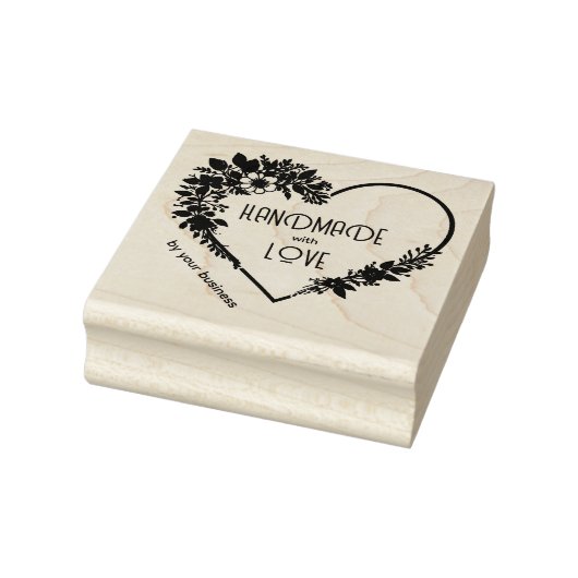 Gorgeous Floral Heart-Shape Handmade with Love Rubberstempel (Stempel)