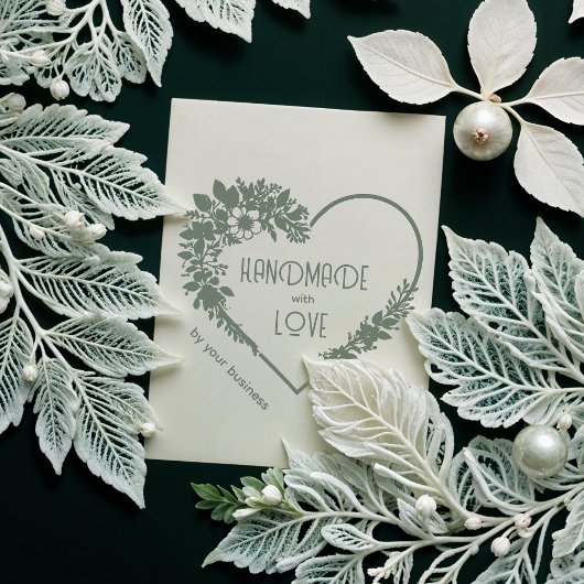 Gorgeous Floral Heart-Shape Handmade with Love Rubberstempel