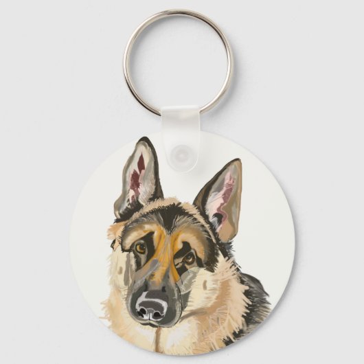 Gorgeous German Shepherd, Alsation Dog Drawing Key Sleutelhanger (Voorkant)