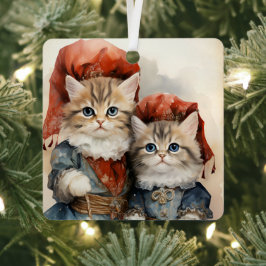 Gorgeous Gray Kitten Couple Christmas  Metalen Ornament