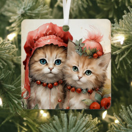 Gorgeous Orange Kitten Couple Christmas  Metalen Ornament