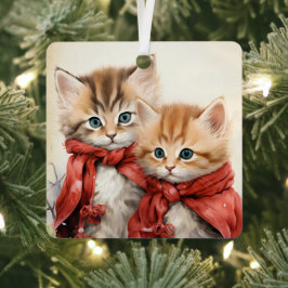 Gorgeous Orange Kitten Couple Christmas  Metalen Ornament