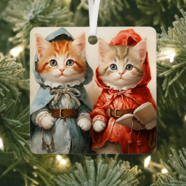 Gorgeous Orange Kitten Couple Christmas  Metalen Ornament