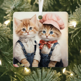 Gorgeous Orange Kitten Couple Christmas  Metalen Ornament