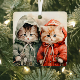 Gorgeous Orange Kitten Couple Christmas  Metalen Ornament