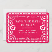 Gorgeous Ornate Papel Picado Photo Pink Wedding Save The Date (Voorkant)