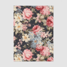 Gorgeous Pattern of Flowers on a Dark Background Tissuepapier