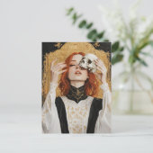 Gorgeous Red haired Woman With a Skull Briefkaart (Staand voorkant)
