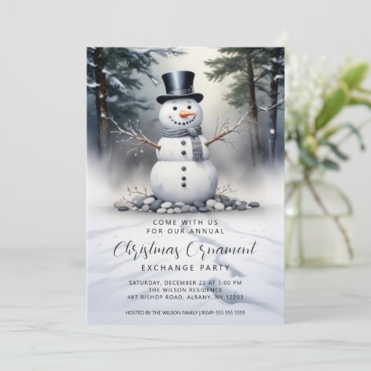 Gorgeous Snowman Frosted Forest Ornament Exchange Kaart (Staand voorkant)