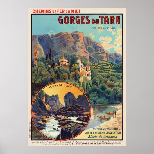 Gorges du Tarn France Poster vintage 1912 (Devant)
