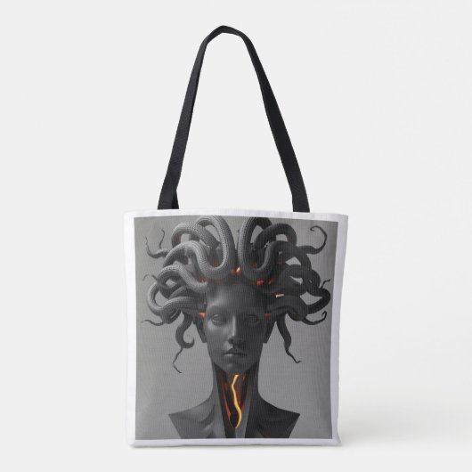 Gorgon Abstract Graphite Tote Bag (Dos)