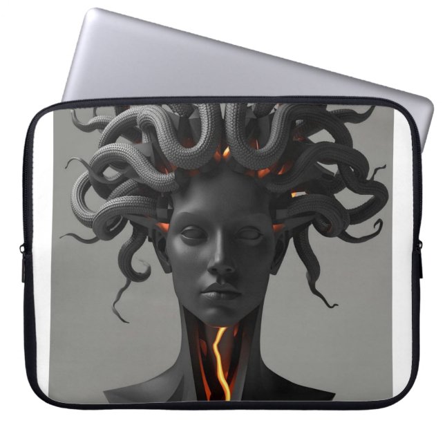 Gorgon Geometric Graphite Laptop Sleeve (Voorkant)