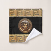 Gorgon grec de renouveau / Medusa et Meander Key (Gant de toilette)