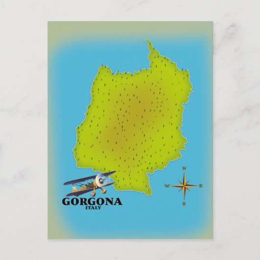 Gorgona Italië brengt reisposter in kaart. Briefkaart (Voorkant)