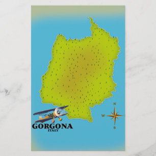 Gorgona Italië brengt reisposter in kaart. Briefpapier