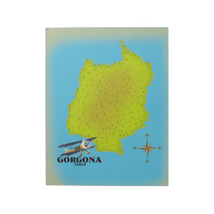 Gorgona Italië brengt reisposter in kaart. Notitieblok