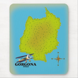 Gorgona Italië kaart reisposter. Muismat