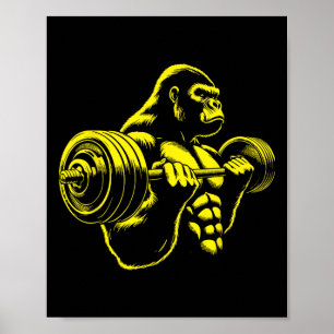 Gorilla Aap Gym Gewicht Hefen Krachttraining Worko Poster
