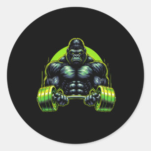 Gorilla Aap Gym Kleding Bodybuilding Workout Motiv Ronde Sticker