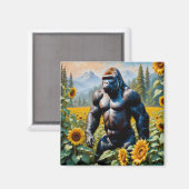 Gorilla aap in een veld van zonnebloem magneet (Voorkant / Achterkant)