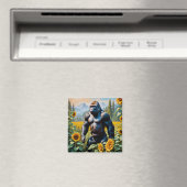 Gorilla aap in een veld van zonnebloem magneet (Insitu (Vaatwasser))