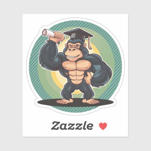 Gorilla-Afstuderen Sticker (Vel)