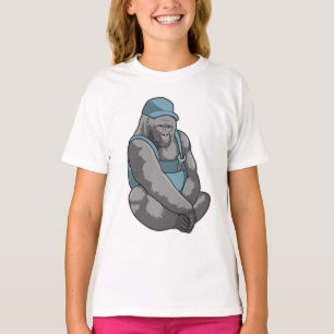 Gorilla als ambachtsman met moersleutel t-shirt