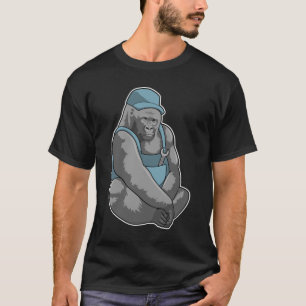 Gorilla als ambachtsman met moersleutel t-shirt