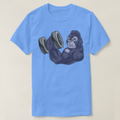 Gorilla als biodybuilder met Barbell T-shirt (Design voorkant)