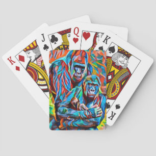 Gorilla Ape Familie Abstracte Dieren Wildlife Art  Pokerkaarten