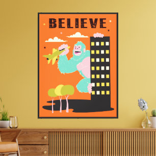 Gorilla Ape Monster retro mod pop kunst Canvas Afdruk