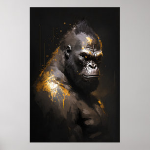 Gorilla Ape Portrait Dierlijke Natuur Wildlife Spi Poster