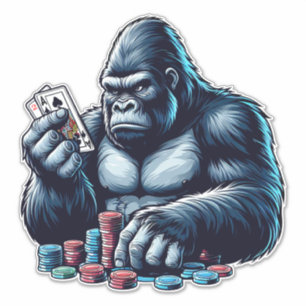 Gorilla Ape Speelkaarten Poker Gokken Casino Sticker