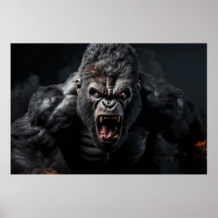 Gorilla Ape Wild Dierenportret Fierce Power Poster