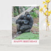 Gorilla au zoo carte d'anniversaire (Fleur jaune)