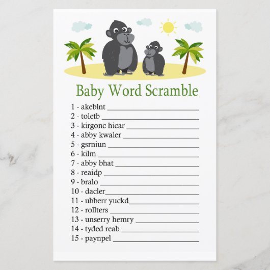 Gorilla Baby word scramble game (Voorkant)