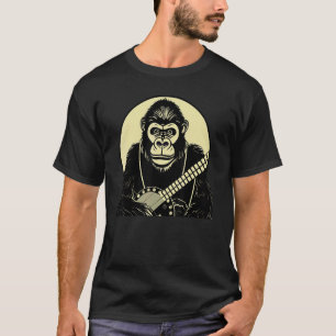 Gorilla Banjo Picker  80 Music Monkey T-shirt