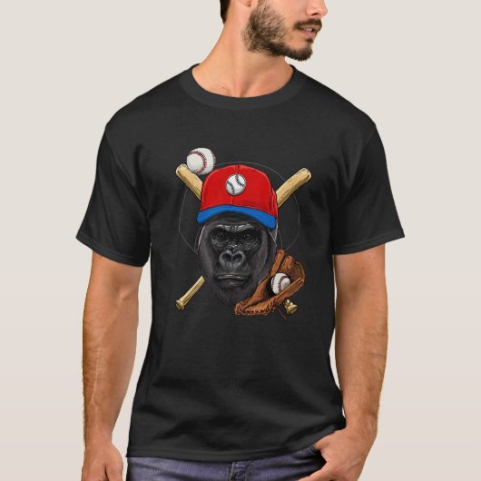 Gorilla Baseball Gorilla Lovers Baseball Player T-shirt (Voorkant)