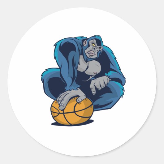 Gorilla Basketball Ronde Sticker (Voorkant)