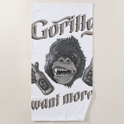 Gorilla Beer White Beach Towel Strandlaken (Voorkant)