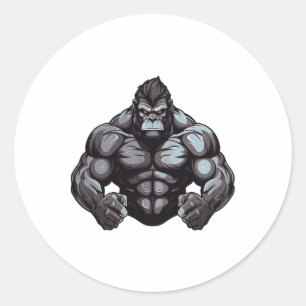 Gorilla Beest Bodybuilder Workout Gym Bodybuilding Ronde Sticker