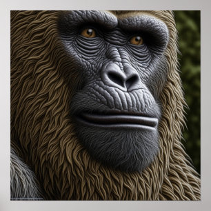 Gorilla, Bigfoot of Sasquatch Close-up van gezicht Poster